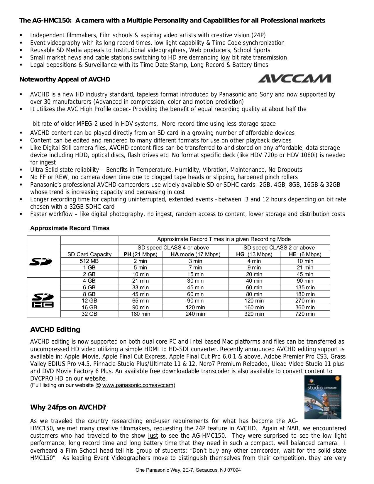 PDF manual for Panasonic Camcorders AG-HMC150